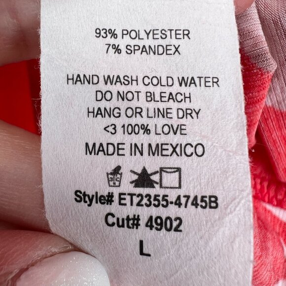 Red Floral Sleeveless Blouse - Size Large - Picture 7 of 8